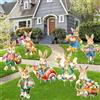 Anguxer Decorazioni Pasqua Giardino Esterno con Coniglietti Pasquali - Set 8 Cartelli Prato per Caccia alle Uova, Addobbi Pasquali Colorati per Vialetto, Patio e Balcone