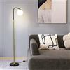 FROIDEXG Lampada da Terra A Sfera Ad Arco Largo Dorato per La Lettura E27, Paralume in Vetro Satinato, Robusta Base in Marmo, Altezza 61, Lampada da Terra per Soggiorno, Illuminazione D'atmosfera