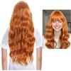 ASFWAGQ Parrucca da donna, colore con frange, lunga ondulata, colore naturale, riccio, capelli lunghi, 61 cm, arancione