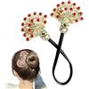 Generisch Maker per nodo per capelli, bigodini a ciambella in pelle, design piumato con strass in lega, accessorio per capelli facile da usare, festa di compleanno, decorazione | ideale per ho veloce e chic