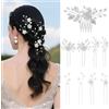 XFSRG 9 Pezzi Pettine Sposa per Capelli Accessori Pettine Capelli da Sposa Set Floreale con Pettinino e Forcine Perla Decorative per Acconciatura da Matrimonio Cerimonia Festa