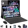 ZIOVO Tablet 10 Pollici Android 15,30GB RAM+128GB ROM(TF 1TB),5G WiFi Tablets,Octa-Core 2.0 GHz/Gemini AI/Widevine L1/8000 mAh/Bluetooth 5.0/GPS/Face ID/2 in 1 Tablet con Tastiera e Mouse-Nero
