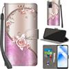 PHINIENLAND Cover per Oppo A55 / A56 5G custodia portafoglio Rosa | 3 scomparti carte, 1 tasca banconote, Chiusura magnetica, Supporto, Pelle PU flip cover per Oppo A16 4G