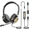 Wantek Cuffie USB con microfono per PC portatile, tipo C USB 3,5 mm, jack 3 in 1, con cancellazione del rumore e controllo del volume per call center, skype, zoom, home office, lezioni online