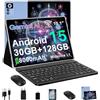 ZIOVO Tablet 10 Pollici Android 15,30GB RAM+128GB ROM(TF 1TB),5G WiFi Tablets,Octa-Core 2.0 GHz/Gemini AI/Widevine L1/8000 mAh/Bluetooth 5.0/GPS/Face ID/2 in 1 Tablet con Tastiera e Mouse-Blu