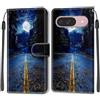 KENHONER Custodia per Google Pixel 9/10/11 Pro, luna | Portafoglio Pelle PU, Magnetica, Resistente Agli Urti, Scomparto Carte Credito, Pieghevole, Flip Libro, Motivo