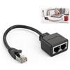 Rqkagf Adattatore RJ45, adattatore RJ45 da 1 a 2 multipresa Ethernet da 1 maschio a 2 femmine, compatibile Cat5 Cat5e Cat6 Cat7, separatore cavo di rete per computer, TV, router, switch, connessione