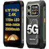 Blackview 5G IA Rugged Smartphone XPLORE 1, 36GB+256GB, Doppi Display 6,78 FHD+ 2,4K, Torce LED 170lm, 64MP+50MP+20MP Visione Notturna, Batteria 20000mAh, IP68 IP69K Telefono Antiurto, NFC Noir