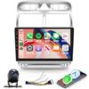 Hodozzy Autoradio per Peugeot 307 2002-2013 con Wireless Carplay Android Auto, Touchscreen da 9 pollici con Bluetooth/RDS FM/Youbube/V-Link/GPS/USB/SWC+Telecamera Posteriore