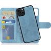 MyGadget Cover per iPhone 15 Plus - Custodia Libretto Magnetica - Custodia Portafoglio Flip Wallet Case - Porta Carte in Similpelle PU Removibile Blu chiaro