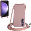 WenBaby Cover Compatible con Samsung Galaxy S24 FE,Cellulare Girocollo Custodia con Cordino TPU Corda Silicone Case Bumper per Samsung Galaxy S24 FE Custodia, Rosa sabbia