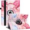 RLINGX Custodia per iPad 9a / 8a / 7a Generazione (2021 2020 2019) 10.2 Pollici - 360 Gradi di Rotante Cover Protettiva Case con Auto Sonno/Sveglia (Pink Marble)