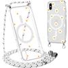 Yoedge Magnetica Cover con Cordino per iPhone X/iPhone XS 5,8 Compatibile con MagSafe, Trasparente Aesthetic Disegni Margherite Custodia con Collana Tracolla Laccio,Sottile TPU Silicone Antiurto Case