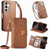 FERLAN Cover per Samsung Galaxy A05S 4G/F14 4G, Fiori Custodia a Libro Portafoglio Antiurto in Pelle PU Flip Case Interna Silicone con Porta Carte, Supporto, Chiusura Magnetica e Cinturino, Marrone