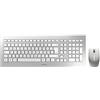 CHERRY DW 8000, Set di Tastiera e Mouse Senza Fili, Layout per la Germania (QWERTZ), Alimentazione a Batteria, Tastiera ultrapiatta, Mouse a 3 Pulsanti con Sensore a Infrarossi, Bianco-Argento