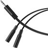HDSupply Splitter audio, cavo a Y, adattatore Aux Y da 3,5 mm per due cuffie, doppio spinotto stereo a 3 pin, splitter per cuffie, telefono cellulare, smartphone, tablet, PC, laptop, nero