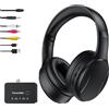 SuperPower Cuffie TV Wireless per Anziani, 2.4G RF & Bluetooth 5.4 con Trasmettitore 5-in-1 (Uscita Ottiche/Coassiali/RCA/AUX/USB), 5 Modalità EQ, Portata 30m, 20H Autonomia, Cuffie TV Over-Ear Pieghevoli Regalo