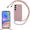 SLWYF Custodia per Samsung Galaxy A05S Cover con Cordino, Silicone Antiurto TPU Morbido Corda Collana Necklace Regolabile Stylish con Catena Ultra Sottile Cover Case, Rosa sabbia