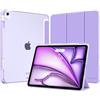 MoKo Cover per iPad Air 13 Pollici Case (M4/M3/M2) con Portapenna, Lilla | Cover per iPad Air 13 2026/2025/2024, Trifold Sottile Leggera Custodia con Retro in PC Rigido Traslucido