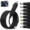 Rqkagf Cavo caricatore auto 12 V con 8 punte DC 5,5 x 2,1 mm, adattatore per accendisigari universale per router, telecamera IP, LED, altoparlanti, alloggiamenti TV e altri dispositivi 12 V, fusibile e