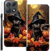 WUACYEAMING Custodia Compatibile con Motorola Edge 70 Max,con Slot Carte PU Pelle Portafoglio Libro Case Antiurto Bumper Motivo Magnetica Flip Protettiva Resistente Gatto di zucca