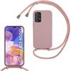 SLWYF Custodia per Samsung Galaxy A23 5G/A23 Cover con Cordino, Silicone Antiurto TPU Morbido Corda Collana Necklace Regolabile Stylish con Catena Ultra Sottile Cover Case, Rosa sabbia