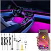 QAUBEN Kit di illuminazione ambientale auto 64 colori musica multicolore fibra ottica APP controllo auto fai da te illuminazione dell'atmosfera decorativa DC 12V 1W 5m
