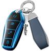 Rondrive Custodia per chiave auto in TPU con portachiavi, adatta per BYD Atto 3 Dolphin Dolphin Surf Han Tang Seal 6 DM-i Sealion 5 DM-i DM-i 4 pulsanti 2024-2026, accessorio B blu