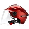 BOSERMEM Casco Aperto Classico, Mezzo Casco Con Visiera, Fibbia a 7 Sezioni, Calotta In 709abs Combinata Con Strato Di Ammortizzazione Eps(Rosso,Visiera Trasparente)