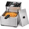 MAGIC SELECT Friggitrice Professionale 6 Litri, in Acciaio Inox, Friggitrice ad Olio con Cestello, Temperatura Regolabile, Grande Capacità per Bar, Ristoranti, Cucina e Ristorazione