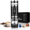 Bostar Macchina da caffè portatile con montalatte 3 in 1, elettrica, ricaricabile, per capsule piccole o grandi e caffè macinato, per ufficio, viaggi, campeggio, colore nero