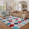 HUGEAR Tappeto Salotto 160x230cm Pelo Lungo Grande Multicolore Bianco Morbido Tappeti Antiscivolo Moderno Camera da Letto Cucina Sala Scendiletto Esterno Bambina Tappeti Rombi Geometrico