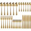 XGOUGUAAU Set di posate in acciaio inossidabile dorato, set di posate dorate da 30 pezzi, set di cucchiai, coltelli e forchette con finitura a specchio per feste in ristorante in casa,