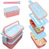 Echehi 1400ml Portapranzo, set di Stoviglie Impilabili a 2 Livelli, Contenitore per il Contenitori Porta Pranzo di Perdite per Cene Fuori, Lavoro, Picnic