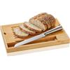 FOHERE Tagliere Pane Bambù Vassoio Raccoglibriciole, Coltello Pane Incluso