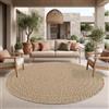 TT Home Tappeto Da Esterno Impermeabile Giardino Camera Da Letto Corridoio Aspetto Naturale Di Sisal Design Geometrico Boho, Dimensione:120 cm tondo