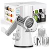 Diealles Shine Grattugia per Formaggio Rotante, Taglia Verdure Manuale Mandolina con 3 Acciaio Inox Pale Tamburo per Cucina, Patate, Carote, Insalate, Tritatutto (Bianco)