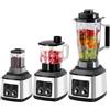 JOPWUE 3 in 1 frullatore frullatore per frullati e frullati, 3 l+1,5 l+0,5 l, 1100 W, frullatore elettrico, miscelatore rimovibile, acciaio inossidabile (argento)