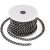 BB Beadthoven - 1 rotolo di catene a maglia barbazzale in alluminio, 8 x 5 x 1,5 mm, colore nero, ovali, non saldate, con bobina, per donne, uomini, bracciali, collane e gioielli