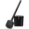 VINATO Scopino Bagno WC con Supporto, Spazzolone WC Silicone, Scopino WC Nero, Spazzolino Water Bagno