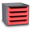 CEP Primo premio Organizzatore Plastica riciclata 4 cassetti Conservazione documenti Ufficio First GreenSpirit Rosso papavero