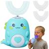 QIAKEFE Spazzolino da denti a ultrasuoni 360º per bambini, spazzolino da denti elettrico con 2 testine in silicone a forma di U, ricaricabile e impermeabile - per la casa, i viaggi, l'uso (verde 6~12 anni)
