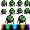 DELIBANG 10PCS Par LED RGBW Luci Palcoscenico Discoteca DJ Faretti 18 LED Par DMX Auto Sound 200W 8CH Alluminio Fari Effetti Luce Stroboscopica Discoteca DJ per Festa Prestazione Halloween Natale