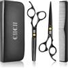 CIICII Forbici Parrucchiere Professionali, Forbici Capelli (6,7 Pollici Capelli Barba Parrucchiere Taglio Forbici per Sfoltire i Capelli) per Uomini Donne Parrucchiere Salone di Bellezza Casa (Nero)
