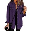 seiveini Giacca di Jeans Donna Maniche Lunghe Camicia Denim A Viola Scuro S
