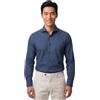 BS BOTTEGA DEL SARTO Man in Italy Bottega del Sarto Camicia Blu Avio Super Slim Fit in Cotone Elasticizzato con Micro Fantasia E Colletto Francese Sartoriale