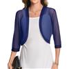 florynova Coprispalle estivo da donna in rete, aperto sul davanti, cardigan corto, top bolero trasparente, Blu marino., XXL