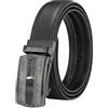 Zerimar, Cintura da uomo in vera pelle bovina, fibbia a cricchetto automatica e regolabile, larghezza 35 mm, accessorio per pantaloni, nerofumo, 115 cm