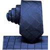 Hi-Tie Set di cravatte per ragazzi da 8 a 10 cravatte in seta per bambini da 8 a 11 anni, cravatta e tasca quadrata per matrimonio, Navy A