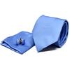 Sweet Leaf Cravatta da uomo, Fazzoletto da Taschino e Gemelli Azzurro - 100% seta - Classico, Elegante e Moderno - (Confezione Regalo, ideale per un matrimonio, con un abito, in ufficio...)